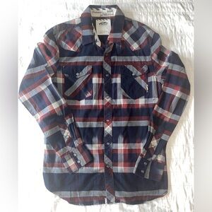 Vans Red and Navy Plaid Shirt 100% cotton Small
